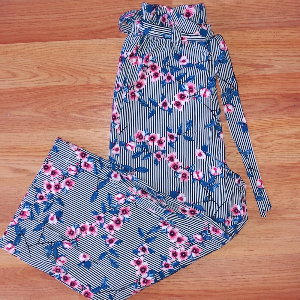 H&M striped floral trouser